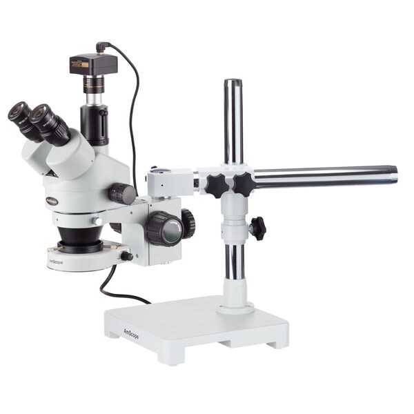 Amscope 3.5X-90X Trinocular 80-LED Boom Stand Stereo Microscope, 5MP Camera SM-3TZ-80S-5M - main